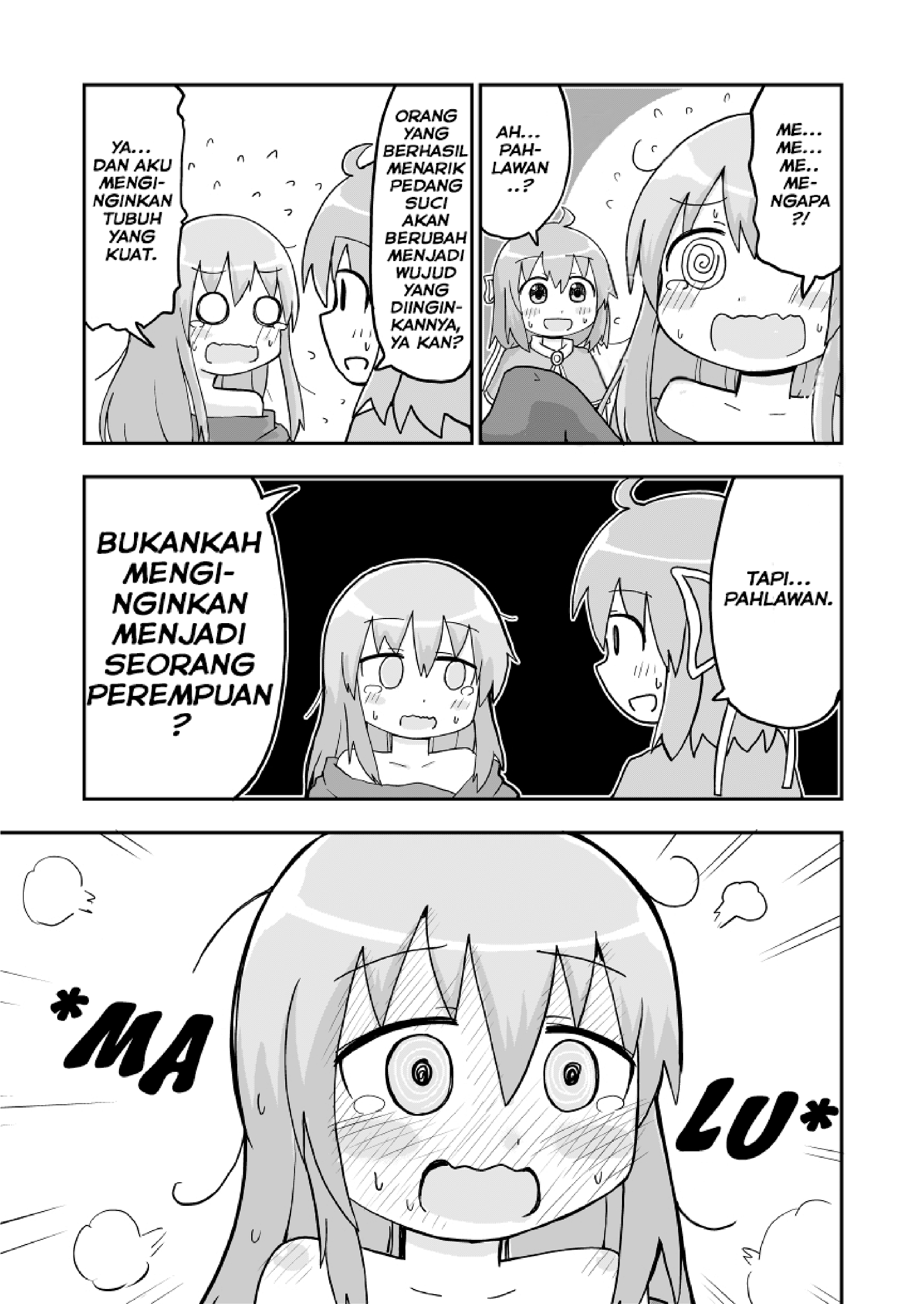 Baca A Manga About a Hero Who Pulled Out the Holy Sword and Became a Girl Chapter 1  - GudangKomik