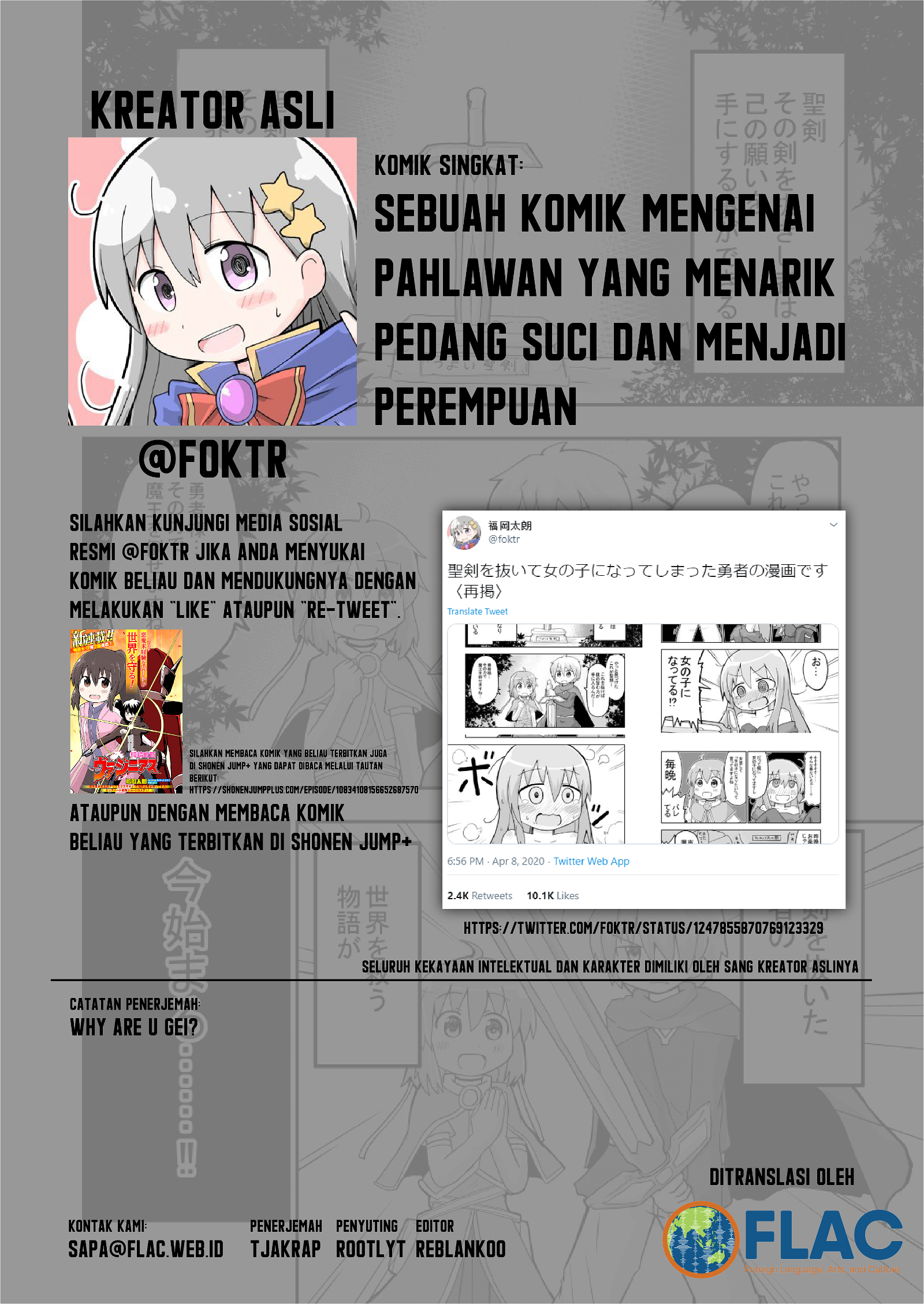 Baca A Manga About a Hero Who Pulled Out the Holy Sword and Became a Girl Chapter 1  - GudangKomik